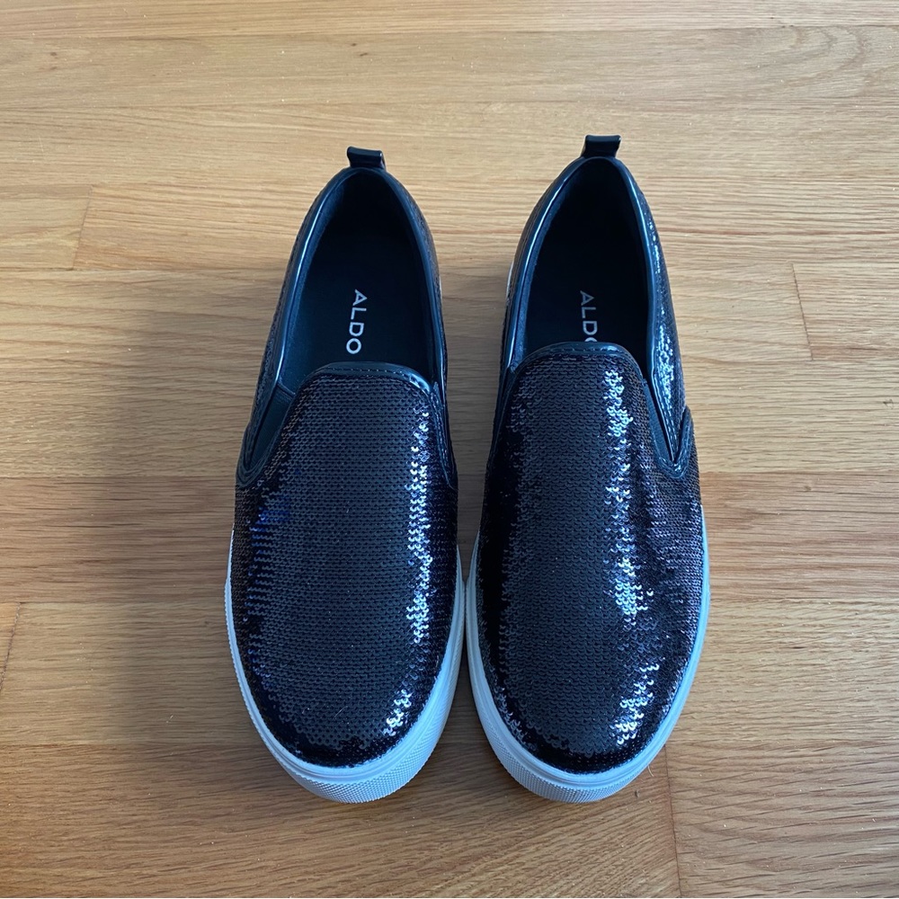 ALDO Black sequin slip shoes sneakers 7.5
